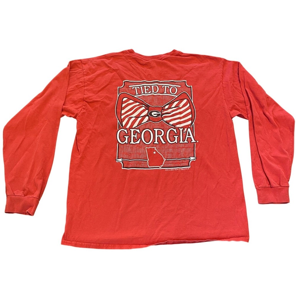Georgia Bulldogs‎ Football Long Sleeve Shirt Red Tied To Georgia 2015 100% Bow
